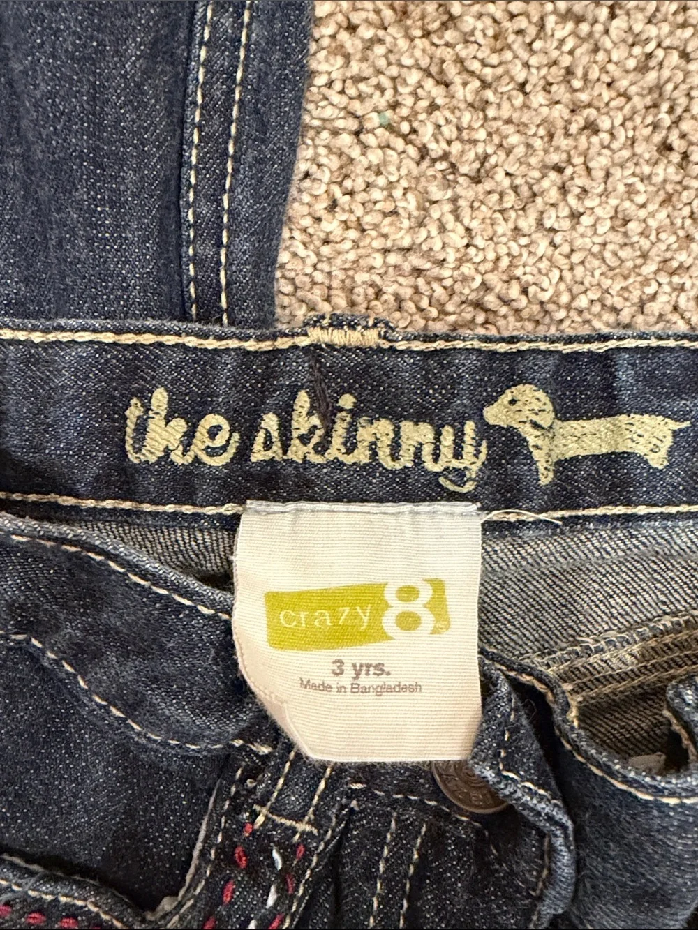 Crazy 8 Dark Blue Girls' Skinny Jeans with Contrast Stitching